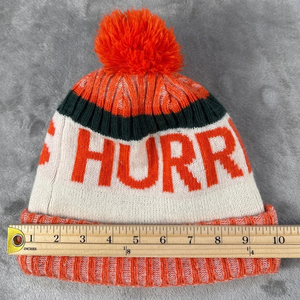 Miami Hurricanes Beanie New Era Unisex OSFM NCAA Football Orange White EUC
